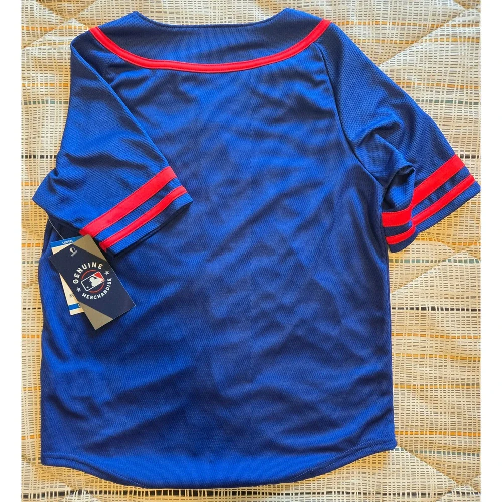MLB Chicago Cubs Youth Baseball Jersey Blue Red Genuine Merchandise S 4/5 New